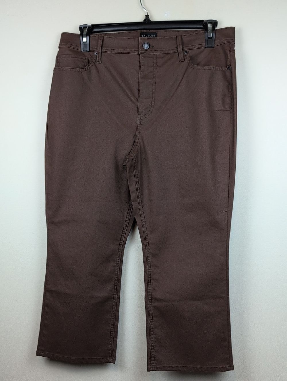 Talbots Coated Brown Demi Boot Crop Jean Pants Size 14P